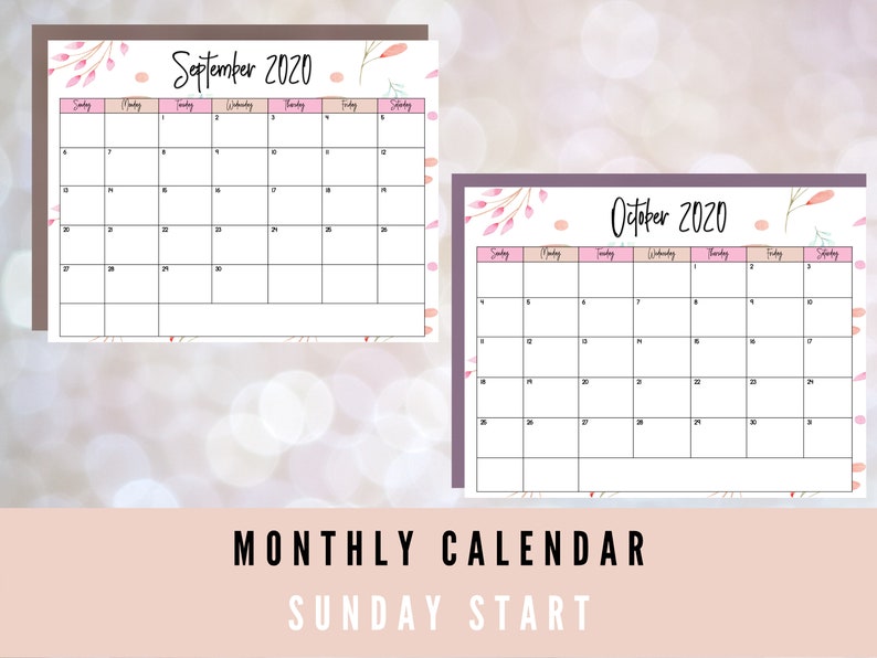 Printable Calendar 2020 2021 August to July Digital | Etsy