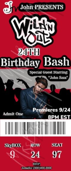 Wild N Out Tickets Chicago Il Wild'n Out: Ticket Party Invite, Custom Party Invitations, Digital