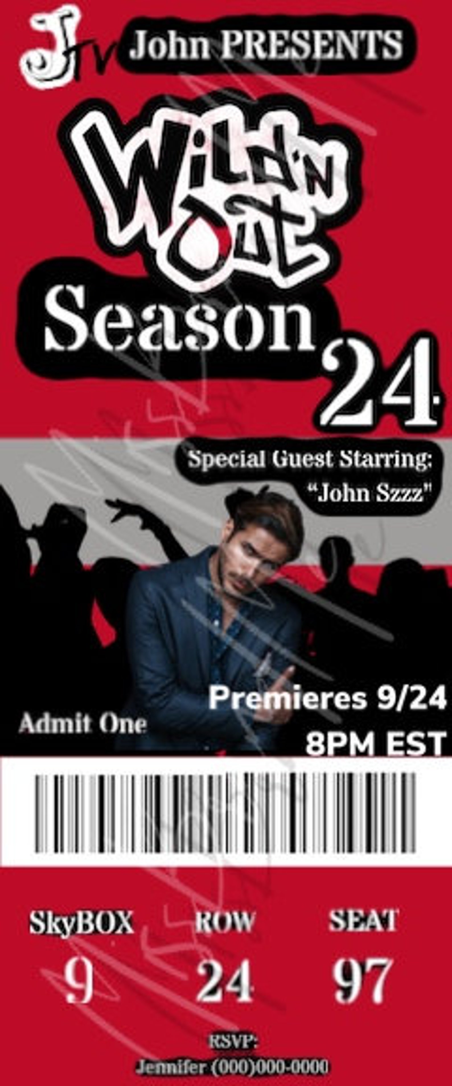 Wild'n Out Ticket Party Invite, Custom Party Invitations, Digital