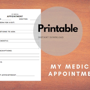 My Medical Appointment Journal, PDF Printable, Journal, Medical Planner