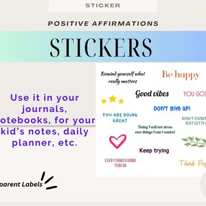 Positive Affirmationen Aufkleber für Journal - Transparent Labels. Für Planner, für Laptop, Notizbuch | Journaling Essentials