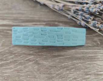 Unique Light Blue Polymer Clay Hair Barrette - Handmade Modern-Bohemian Style Rectangle Hair Accessories | Birthday Gift Ideas for Daughter