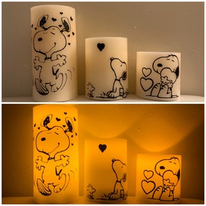 Custom Snoopy Love Candle set