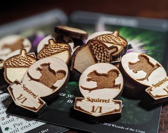 MTG Squirrels Token Pack (Wood) for Magic The Gathering Bloomburrow, Modern Horizons, Commander