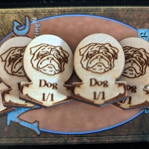 Dog Creature Tokens - Wood x6, for Magic The Gathering Rin and Seri Inseparable