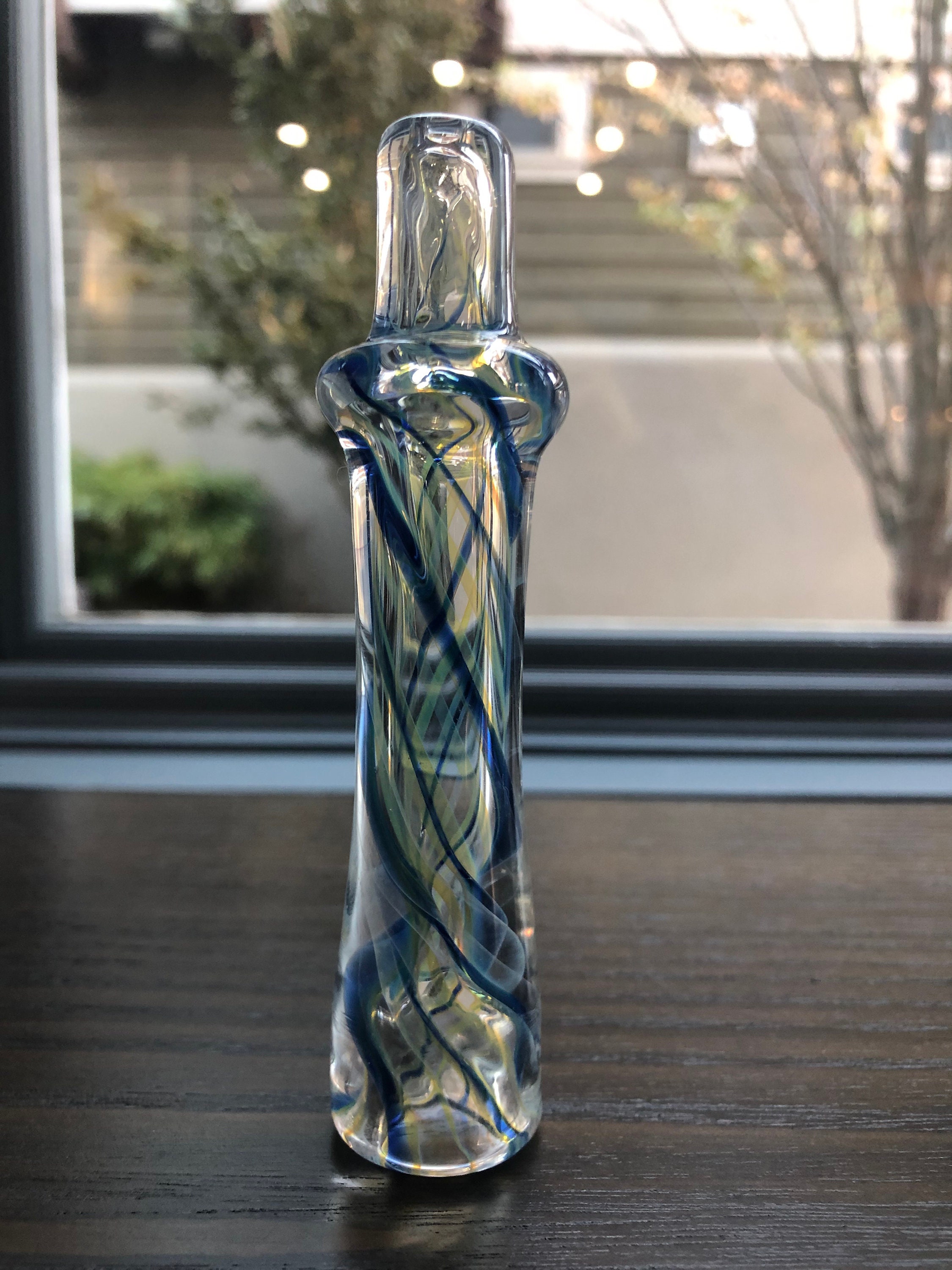 Thick Silver Fume Glass Chillum Etsy