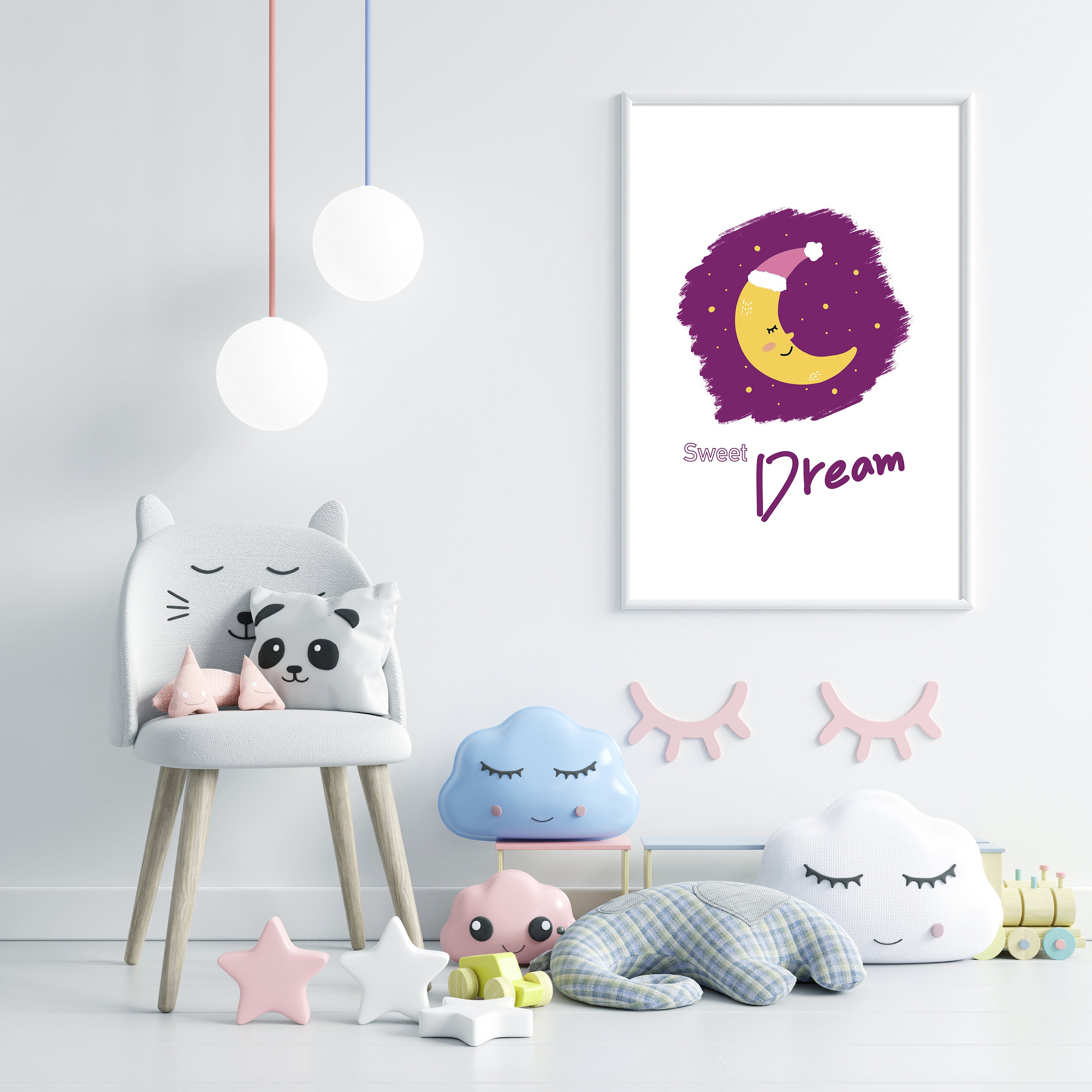 Moon Wall Decor Moon nursery decor SweetDream Girls room - Il Fullxfull.3037552341 D647