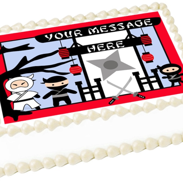 CUTE LITTLE NINJAS edible cake topper image Birthday Party decoration