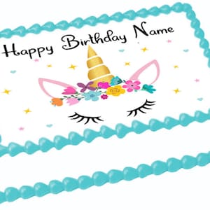 FLORAL UNICORN HEAD Animals edible cake topper image cake Party decoration