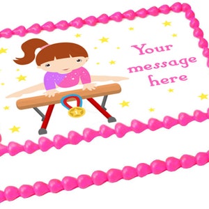 GYMNASTIC Girl edible cake topper image Birthday Party decoration