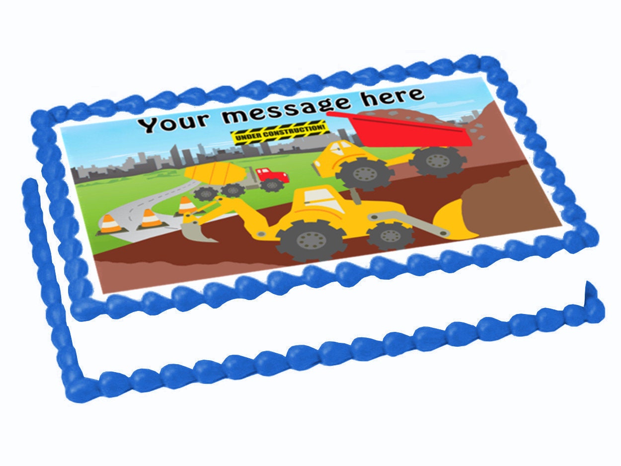 CONSTRUCTIONS TRUCKS edible cake topper image Birthday Party Etsy