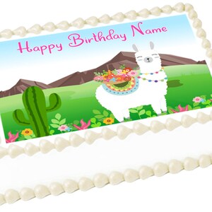 LLAMA FUN edible cake topper image Birthday Party decoration
