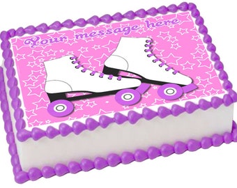 WHITE ROLLER SKATES edible cake topper image Birthday Party decoration