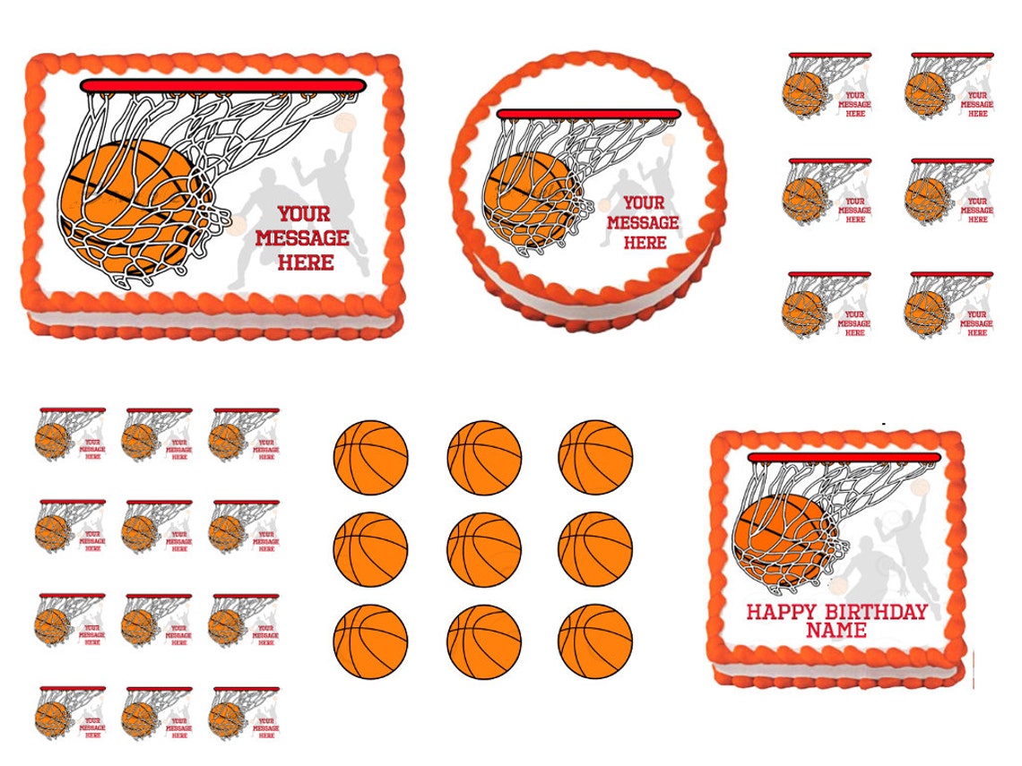 BASKETBALL edible cake topper image Birthday Sport Party Etsy
