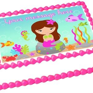MERMAID Under the sea edible cake topper image cake Party decoration