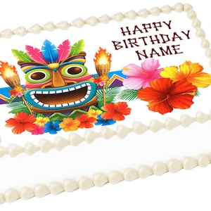 LUAU HULA TIKI edible cake topper image Birthday Party decoration
