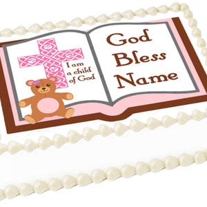 BABTISM GIRL BIBLE edible cake topper image Baby Party decoration