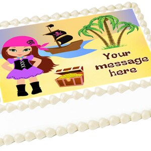 PIRATE GIRL edible cake topper image Birthday Party decoration
