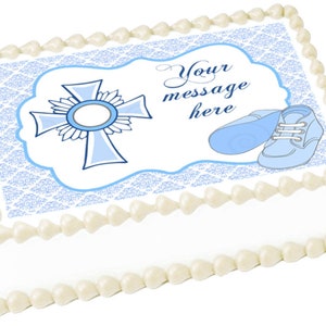BABTISM BOY edible cake topper image Baby Party decoration