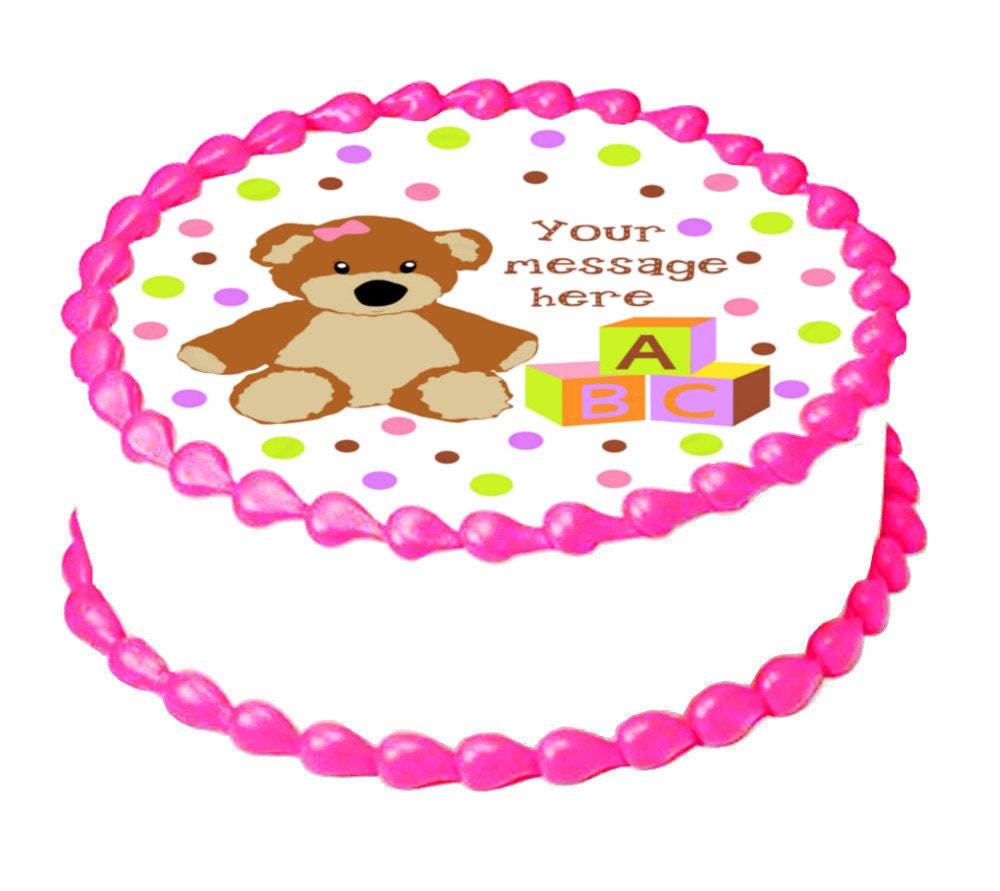 TEDDY BEAR GIRL edible cake topper image cake Party decoration Etsy