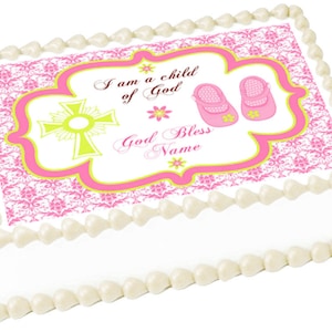 BABTISM GIRL edible cake topper image Baby Party decoration