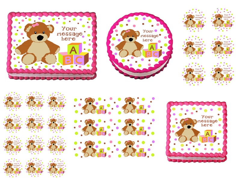 TEDDY BEAR GIRL Edible Cake Topper Image Cake Party Decoration - Etsy
