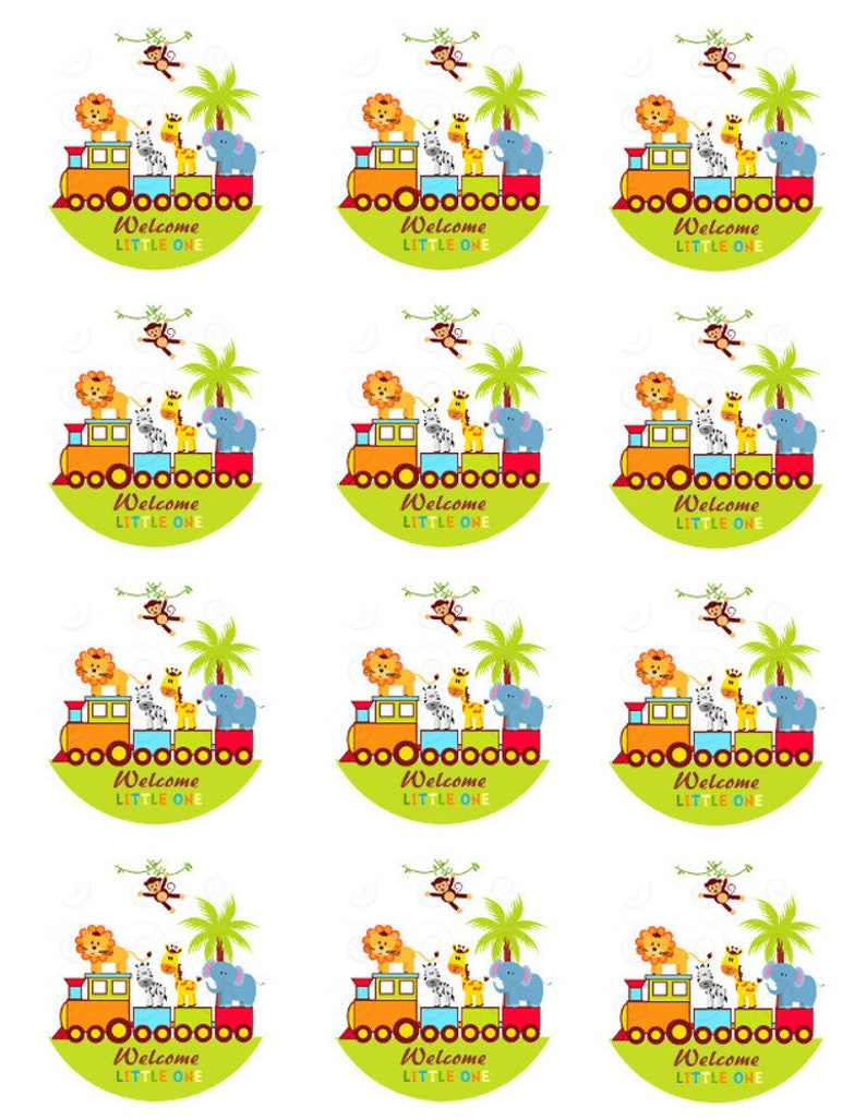 BABY SAFARI Animals TRAIN Edible Cake Topper Image Cake Party ...
