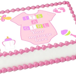 BABY GIRL JUMPER Bodysuit edible cake topper image Baby Shower Party decoration