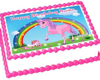 PINK UNICORN edible cake topper image Birthday Party decoration