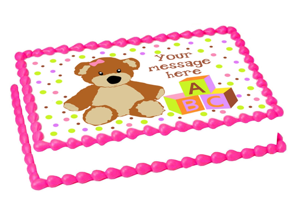 TEDDY BEAR GIRL Edible Cake Topper Image Cake Party Decoration - Etsy