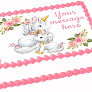 MOM and BABY UNICORN edible cake topper image Unicorns Birthday Party decoration