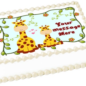 GIRAFFE Mom and baby edible cake topper image Baby shower Party