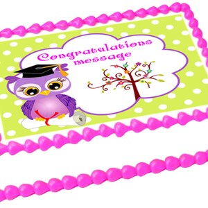 GRADUATION OWL edible cake topper image Birthday Party decoration