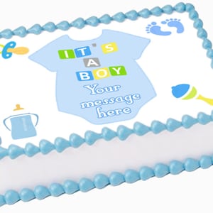 BABY BOY JUMPER Bodysuit edible cake topper image Baby Shower Party decoration