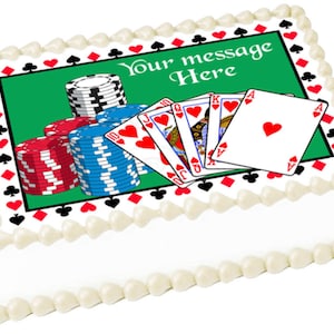 CASINO POKER edible cake topper image cake Party decoration