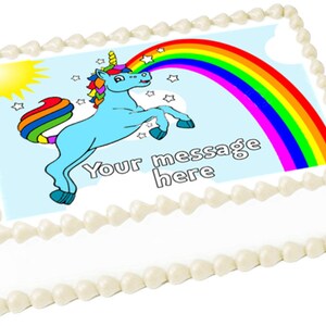 BLUE UNICORN edible cake topper image Birthday Party decoration