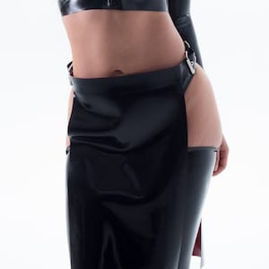 Long latex panel skirt