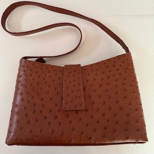 Vintage Genuine Ostrich Nakara Shoulder Handbag, Purse, Made In Namibia