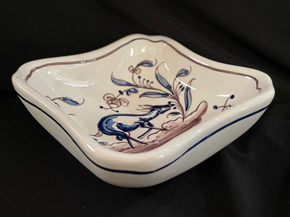 Portuguese Small Ceramic Trinket Dish, Deer And F… - image 8