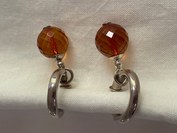 Baltic Amber Bead And Sterling Silver Hoop Dangle… - image 6
