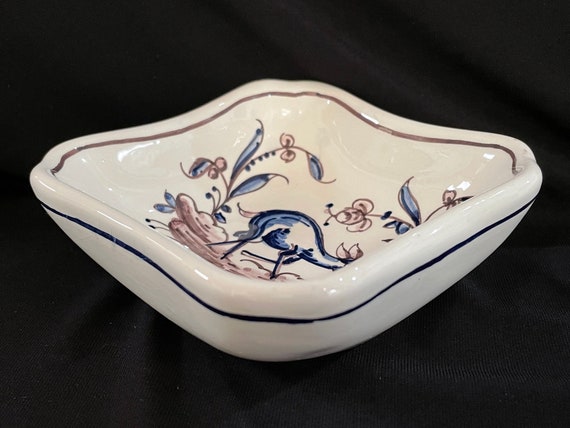 Portuguese Small Ceramic Trinket Dish, Deer And F… - image 2