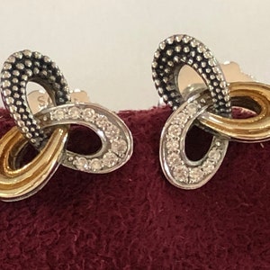 RESERVED FOR JB Lagos Small Pirouette Earrings, 18K Gold, Sterling Silver, Diamonds, Designer Small Stud Earrings