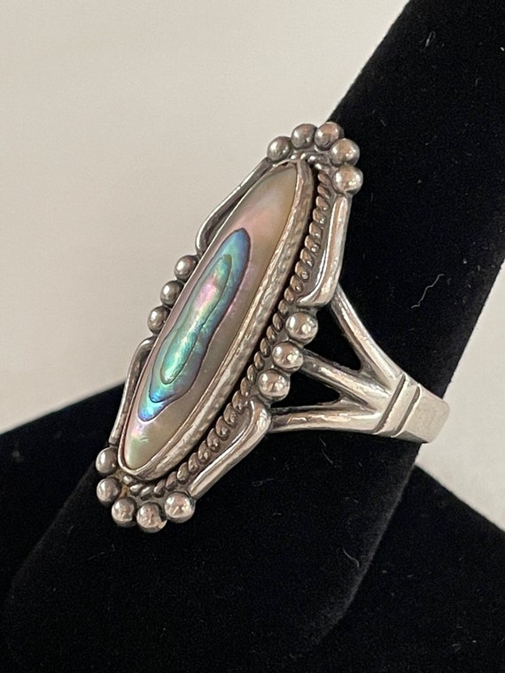 Sterling Silver And Abalone Ring, Vintage, Approx… - image 8