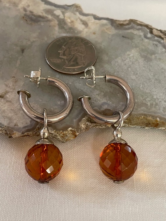 Baltic Amber Bead And Sterling Silver Hoop Dangle… - image 4