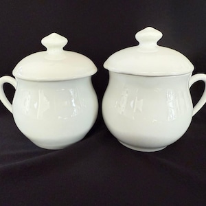 Apilco French White Porcelain Pots De Creme, Custard, Chocolate Pots, Set Of Two, Made In France