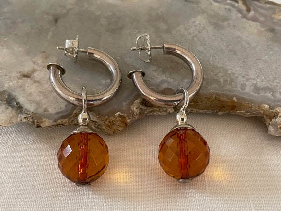Baltic Amber Bead And Sterling Silver Hoop Dangle… - image 8