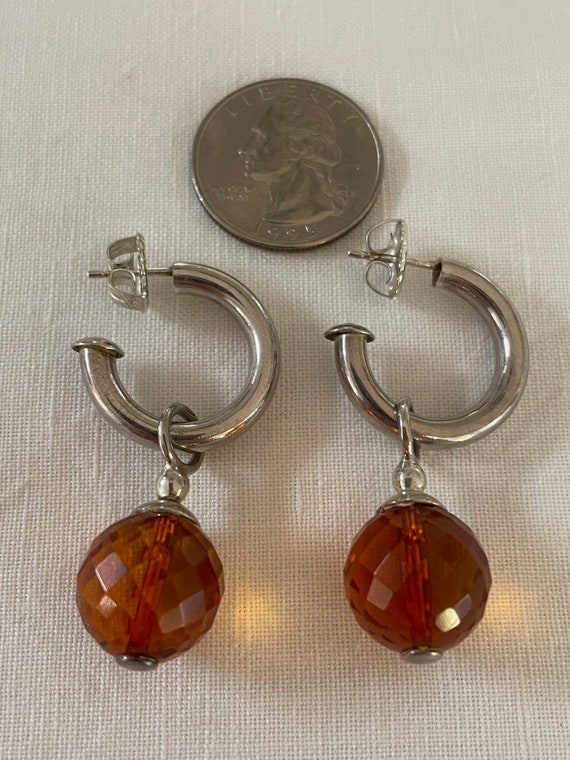 Baltic Amber Bead And Sterling Silver Hoop Dangle… - image 10