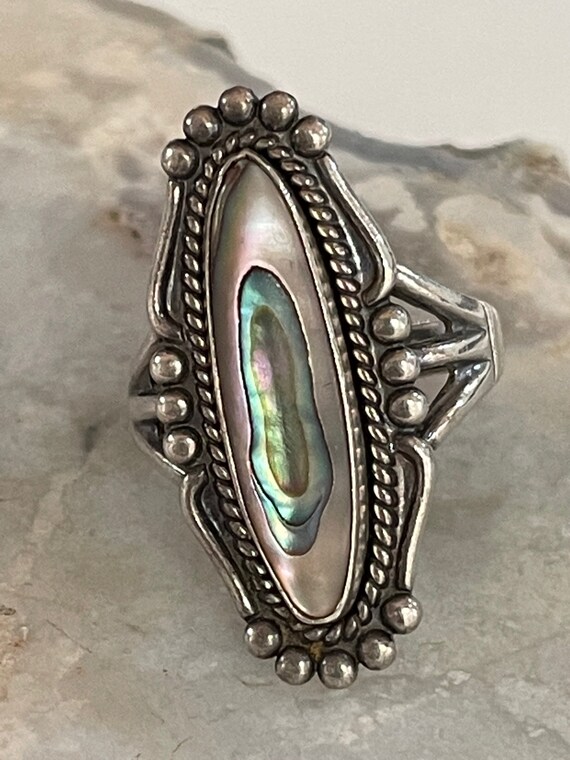 Sterling Silver And Abalone Ring, Vintage, Approx… - image 9