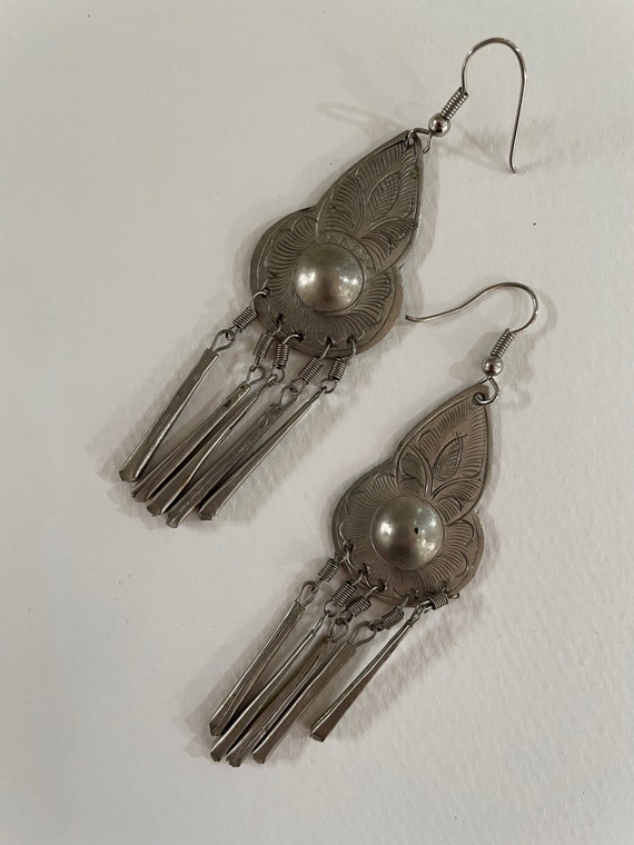 Vintage Turkoman Tribal Gypsey Long Dangle Earrin… - image 2