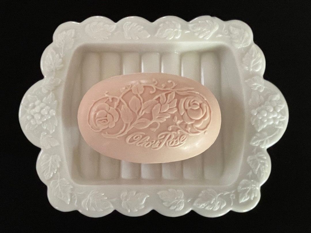 Vintage Milk Glass Soap Dish Grapes Grape Leaves Motif 6.75 Etsy